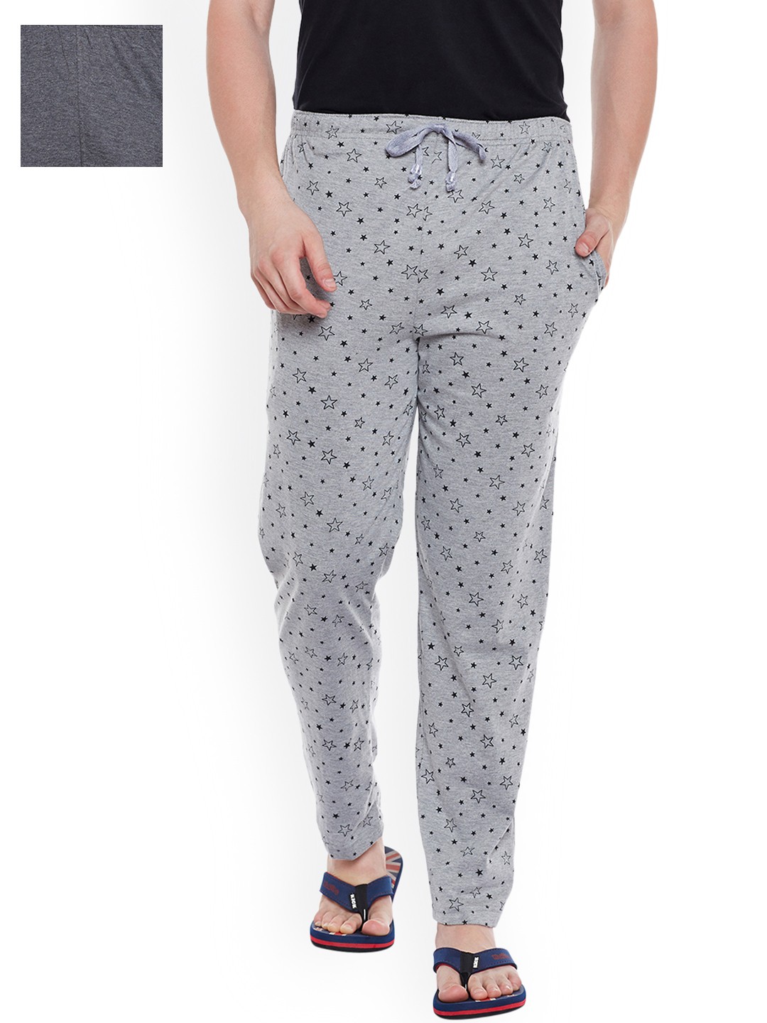

VIMAL JONNEY Men Pack of 2 Lounge Pants D1PR1M_D10A_2, Grey melange