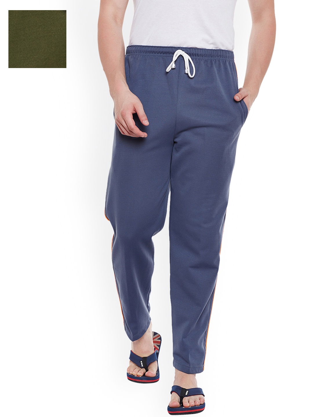 

VIMAL JONNEY Men Pack of 2 Lounge Pants D6LGRAY_D6OLV_02, Blue