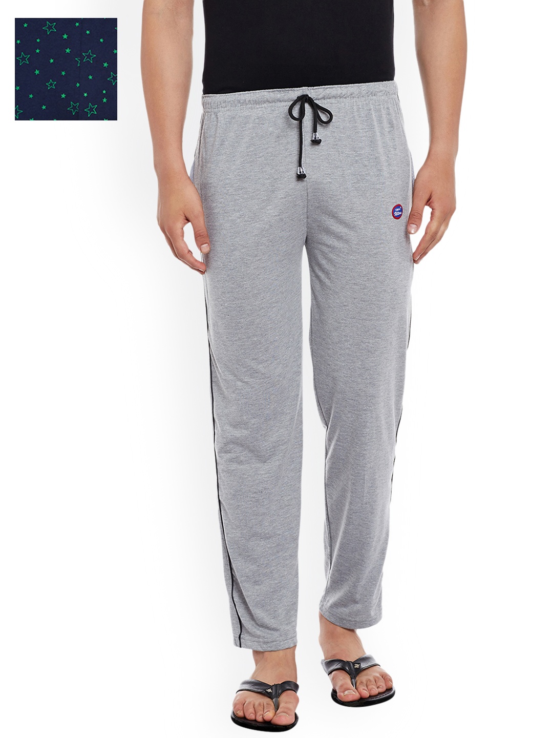 

VIMAL JONNEY Men Pack of 2 Lounge Pants D1PR1N_D1M_02, Navy blue