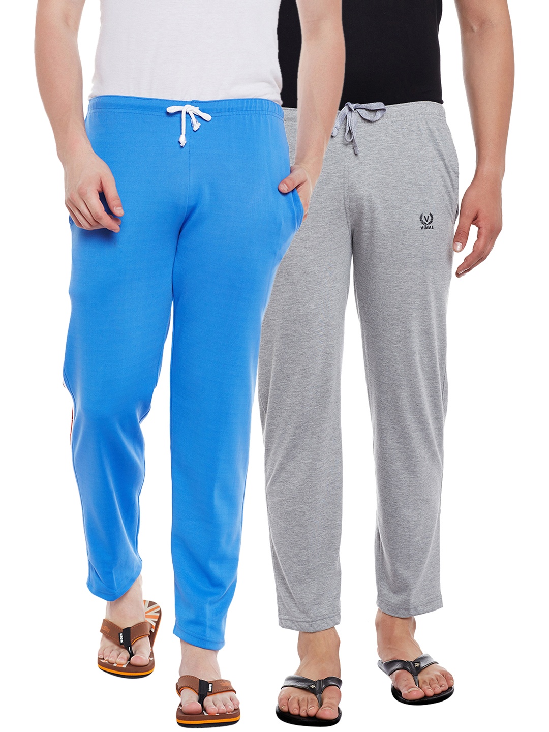 

VIMAL JONNEY Men Pack Of 2 Lounge Pants D10M_D6SKY_002, Grey melange