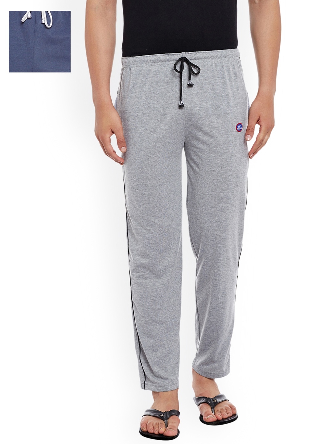 

VIMAL JONNEY Men Pack of 2 Lounge Pants D1M_D6LGRAY_002, Grey melange