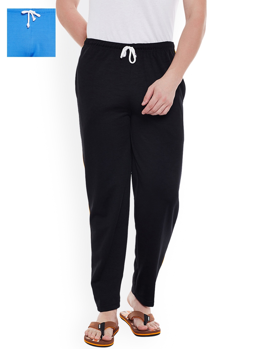 

VIMAL JONNEY Men Pack of 2 Lounge Pants D6BLK_D6SKY_02, Black