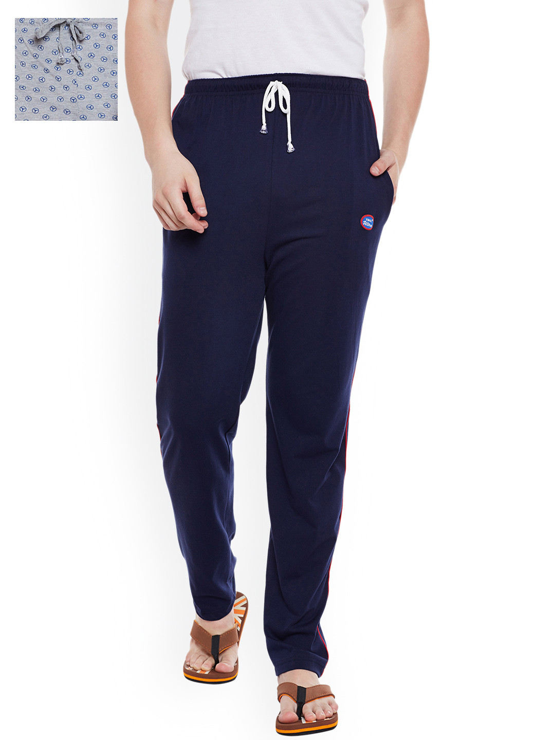 

VIMAL JONNEY Men Pack of 2 Lounge Pants D1PR4M_D1N_02, Grey melange