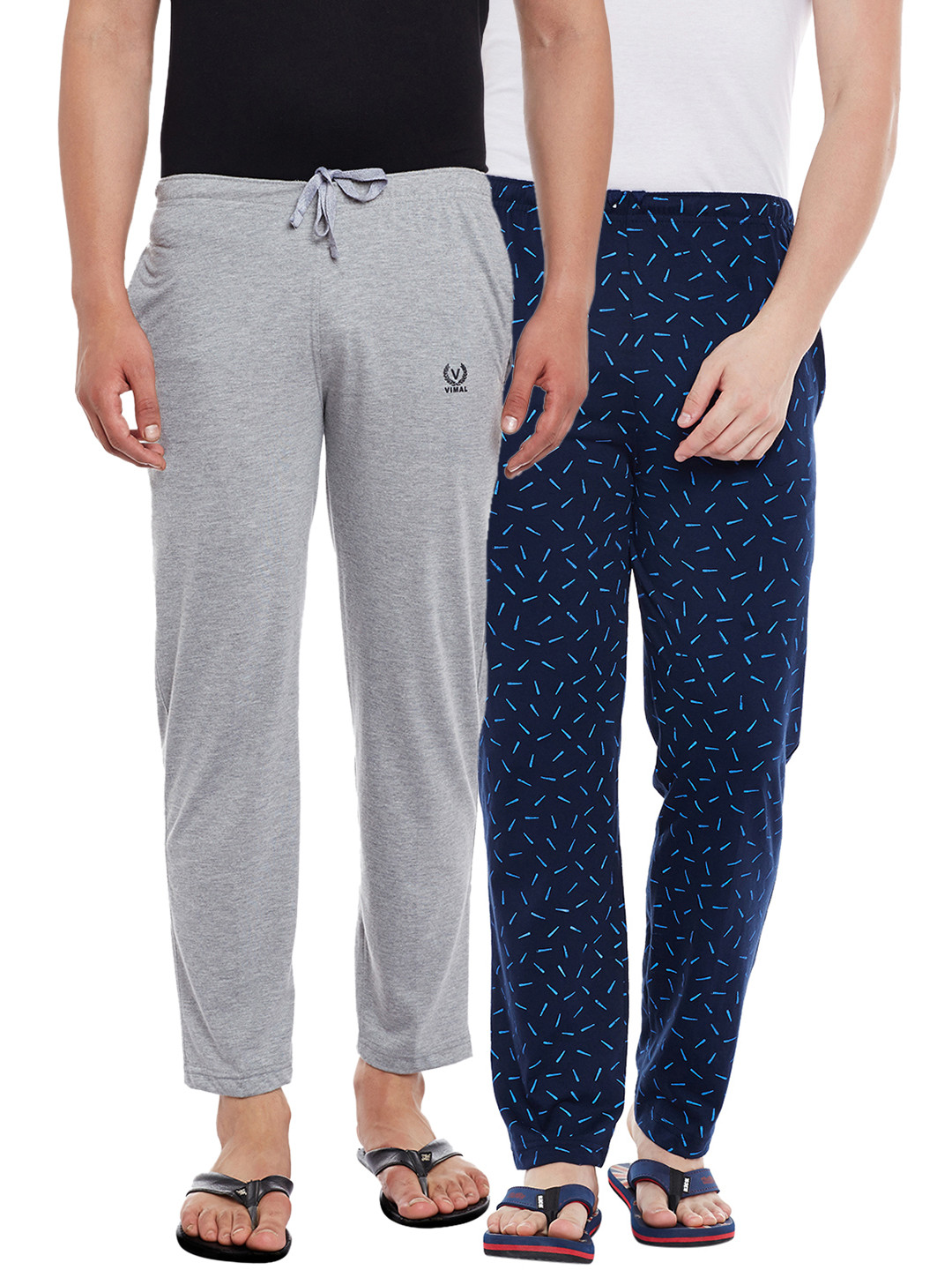 

VIMAL JONNEY Men Pack Of 2 Lounge Pants D10M_D1PRT3N_002, Grey melange