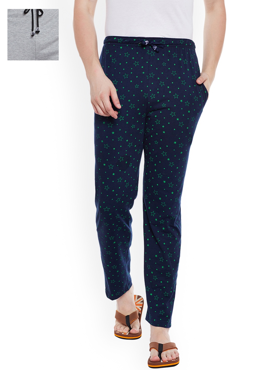 

VIMAL JONNEY Men Pack of 2 Lounge Pants D1PR1N_D5M_02, Navy blue