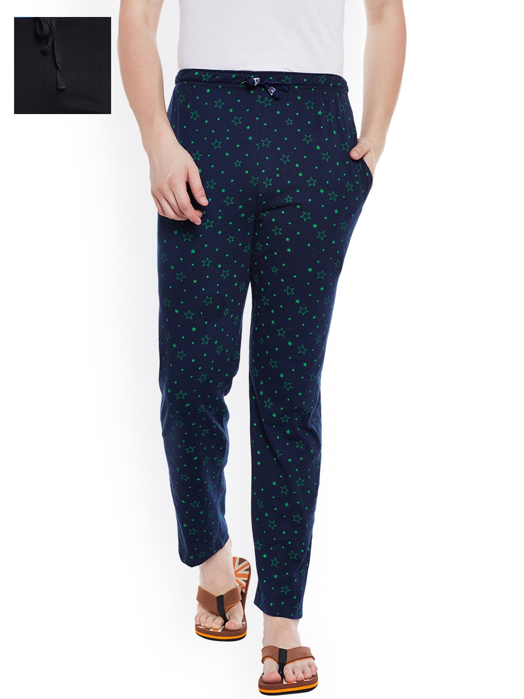 

VIMAL JONNEY Men Pack of 2 Lounge Pants D1PR1N_D9BT_02, Navy blue