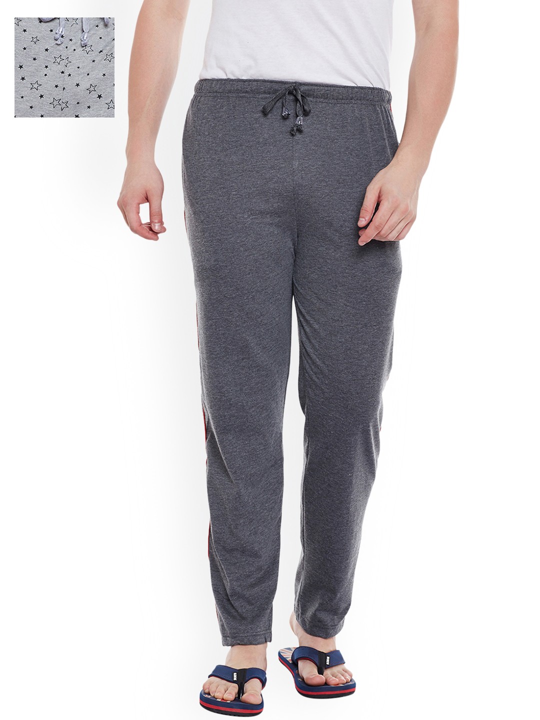 

VIMAL JONNEY Men Pack of 2 Lounge Pants D1PR1M_D1A_02, Grey melange