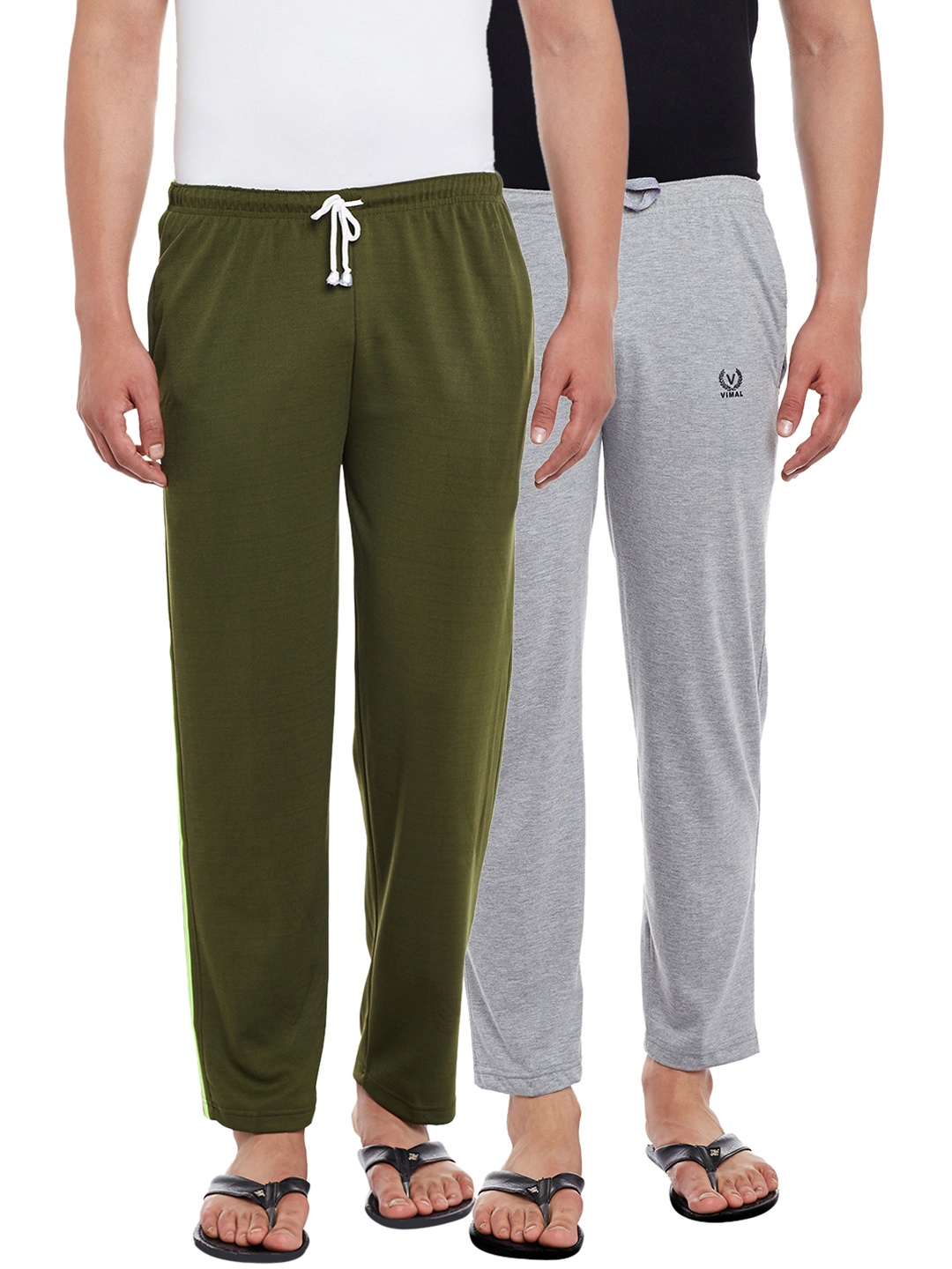 

VIMAL JONNEY Men Pack Of 2 Lounge Pants D10M_D6OLV_002, Grey melange