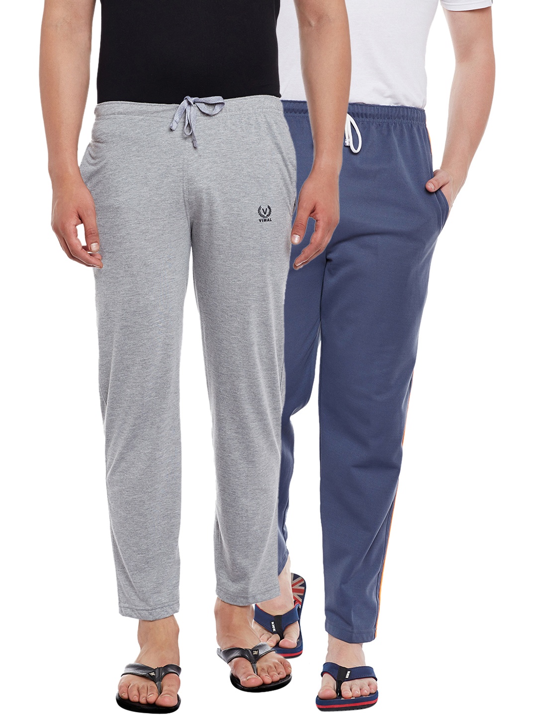 

VIMAL JONNEY Men Pack Of 2 Lounge Pants D10M_D6LGRAY_002, Grey melange