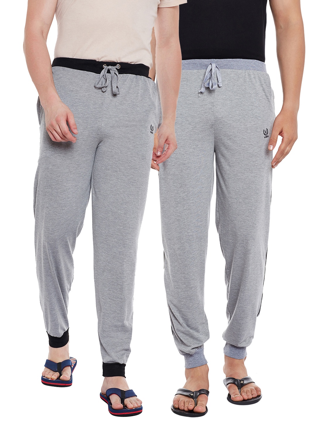 

VIMAL JONNEY Men Pack Of 2 Lounge Pants Combo_D8MD9M, Grey melange