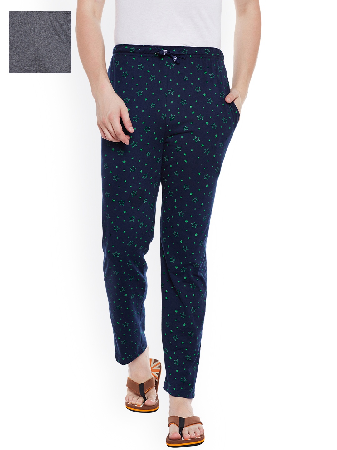 

VIMAL JONNEY Men Pack of 2 Lounge Pants D1PR1N_D10A_2, Navy blue