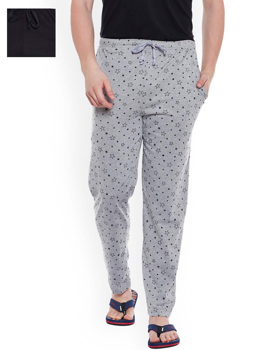 

VIMAL JONNEY Men Pack of 2 Lounge Pants D1PR1M_D9B_02, Grey melange