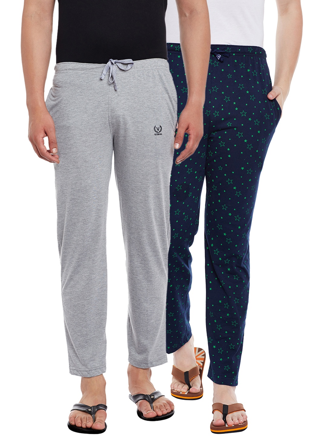 

VIMAL JONNEY Men Pack of 2 Lounge Pants D10M_D1PRT1N_002, Grey melange