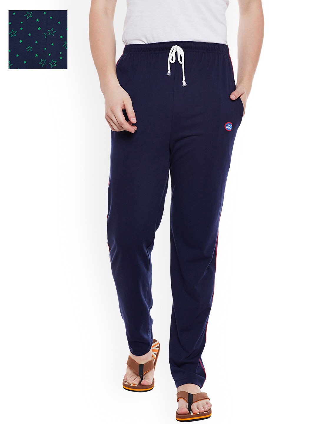 

VIMAL JONNEY Men Pack of 2 Lounge Pants D1PR1N_D1N_02, Navy blue