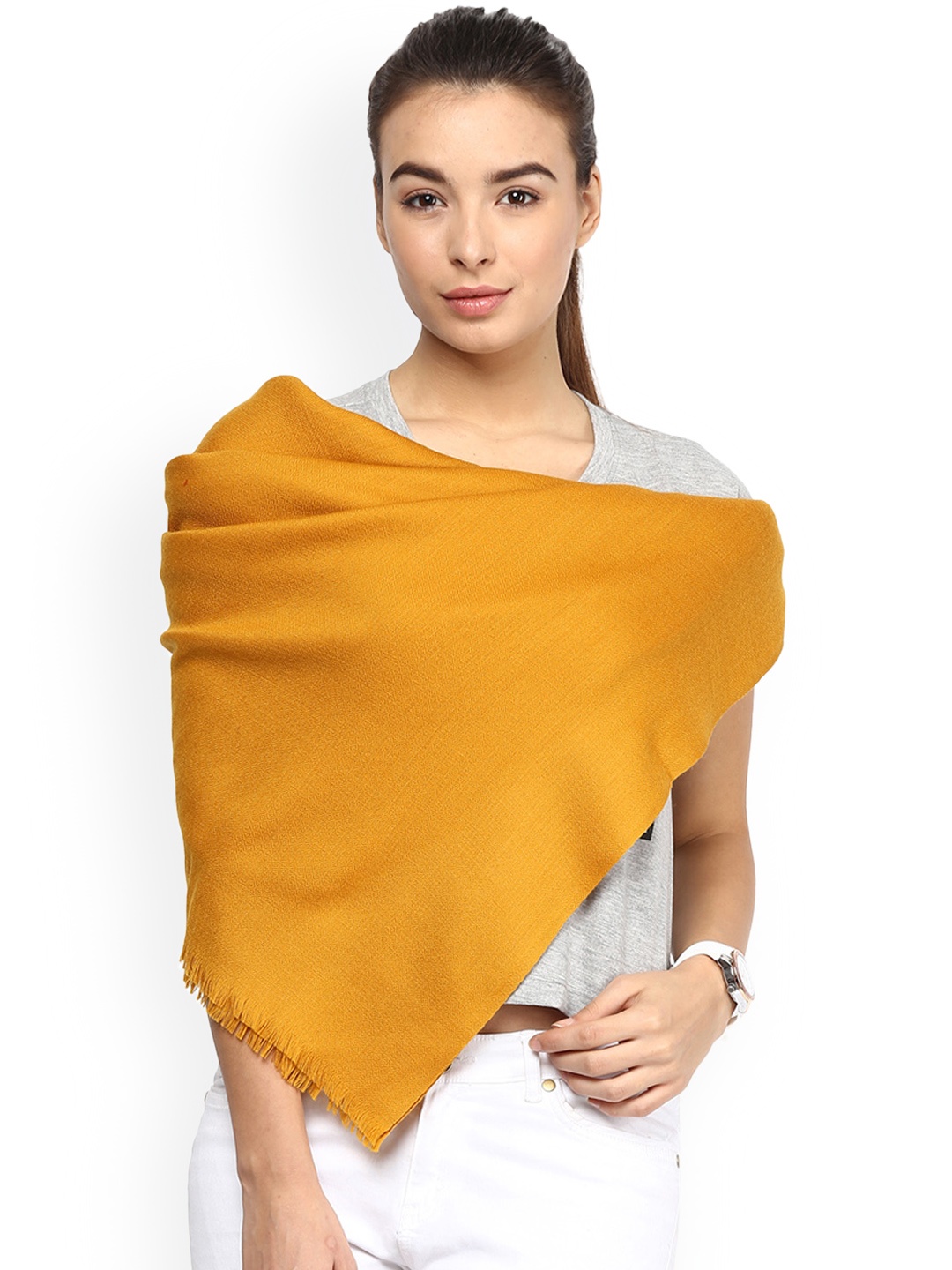 

SHINGORA Women Mustard Woollen Shawl