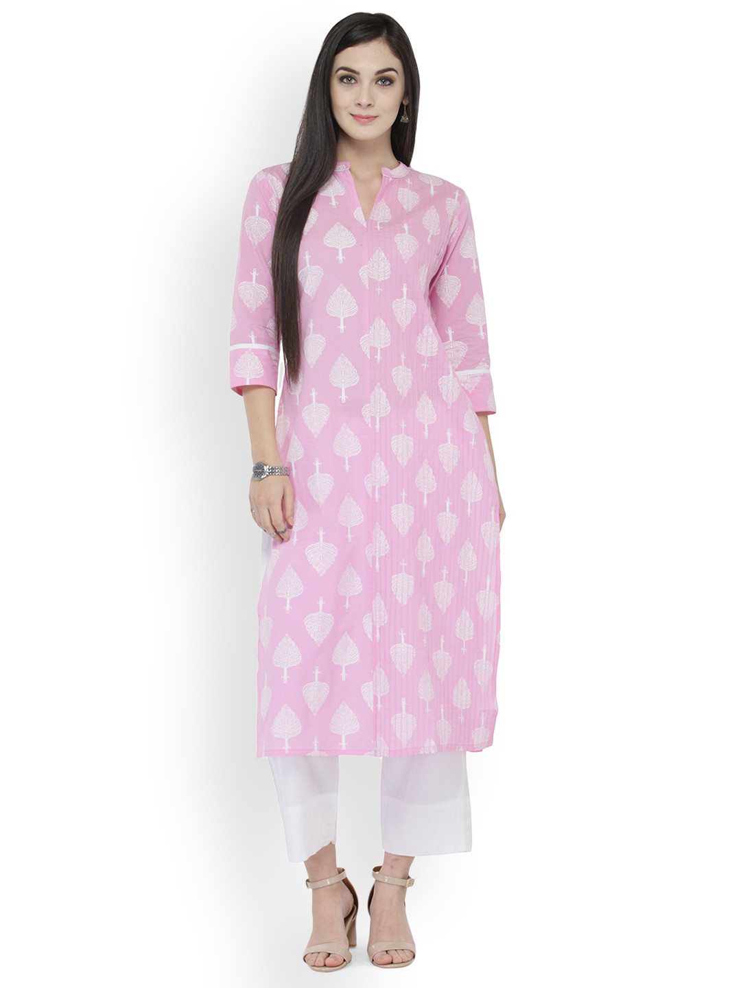 

Varanga Women Pink Printed Straight Kurta