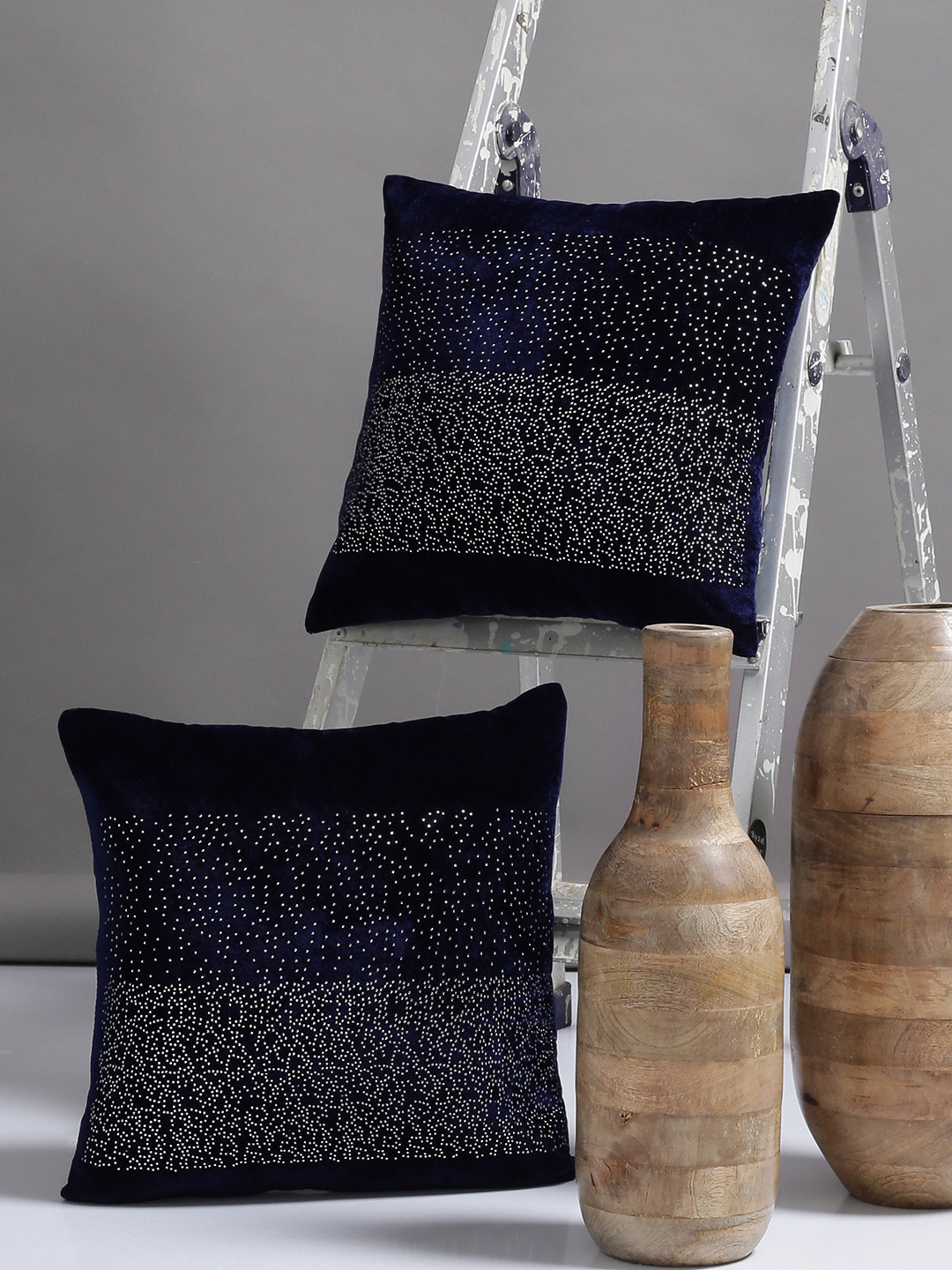 

Alina decor Blue Set of 2 Solid Square Cushion Covers