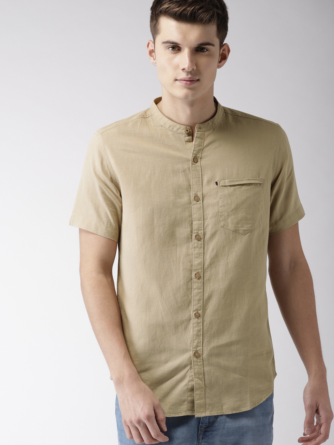 

HIGHLANDER Men Beige Slim Fit Casual Shirt