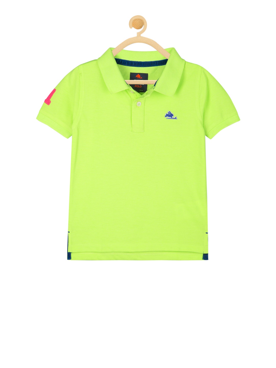 

Cherry Crumble Boys Sea Green Solid Polo Collar T-shirt