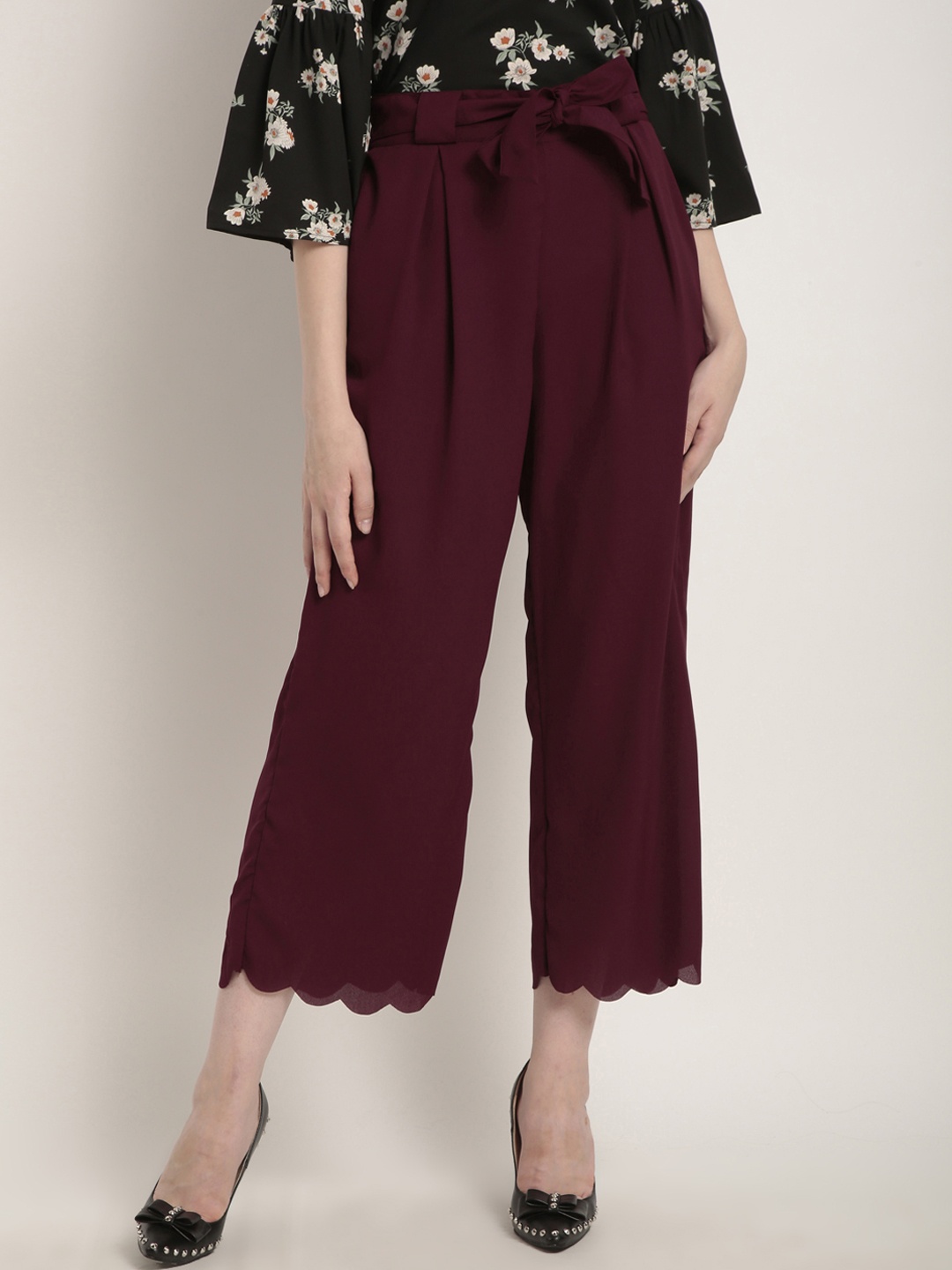 

RARE Women Maroon Regular Fit Solid Culottes