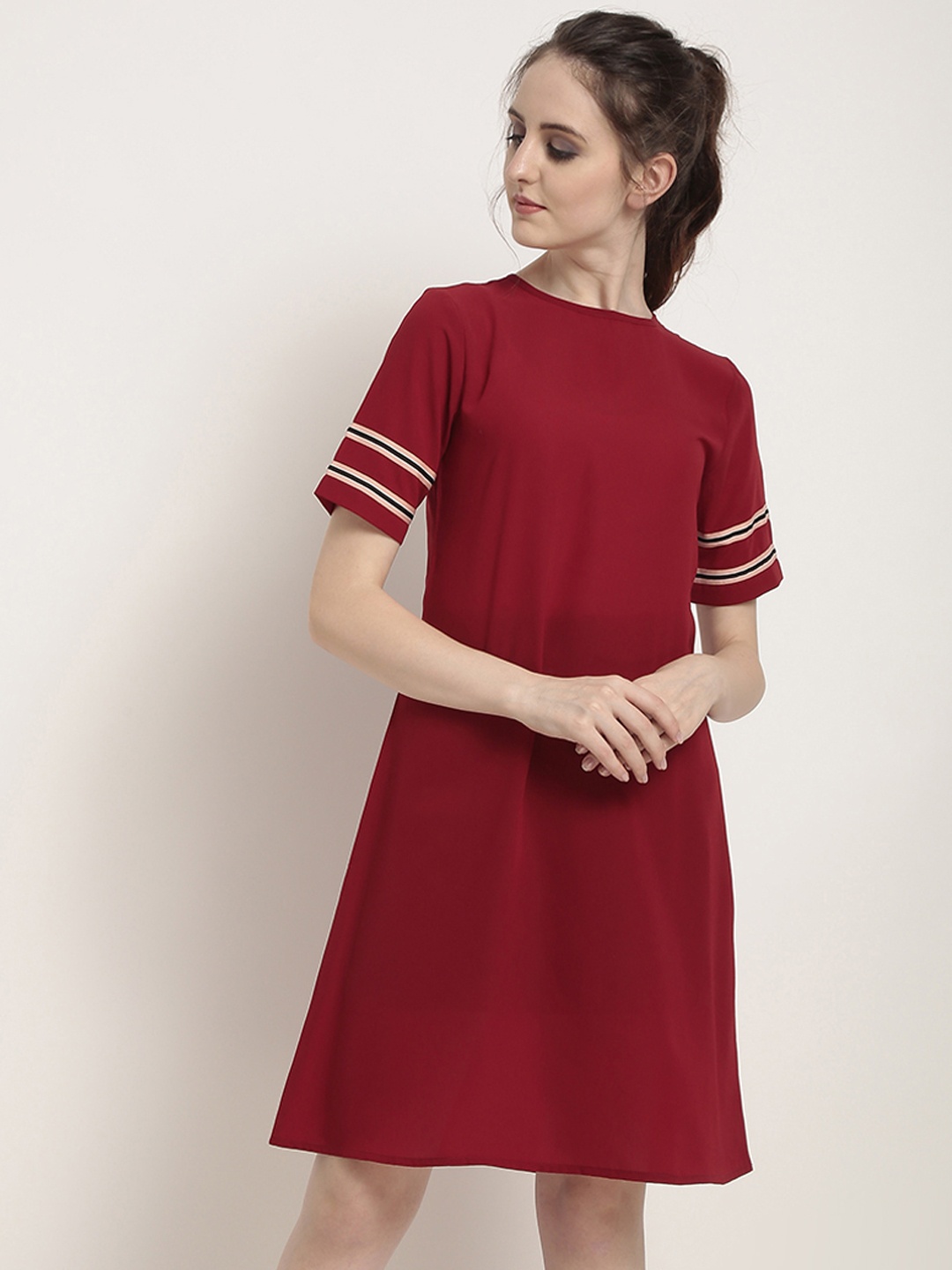 

RARE Women Red Solid A-Line Dress