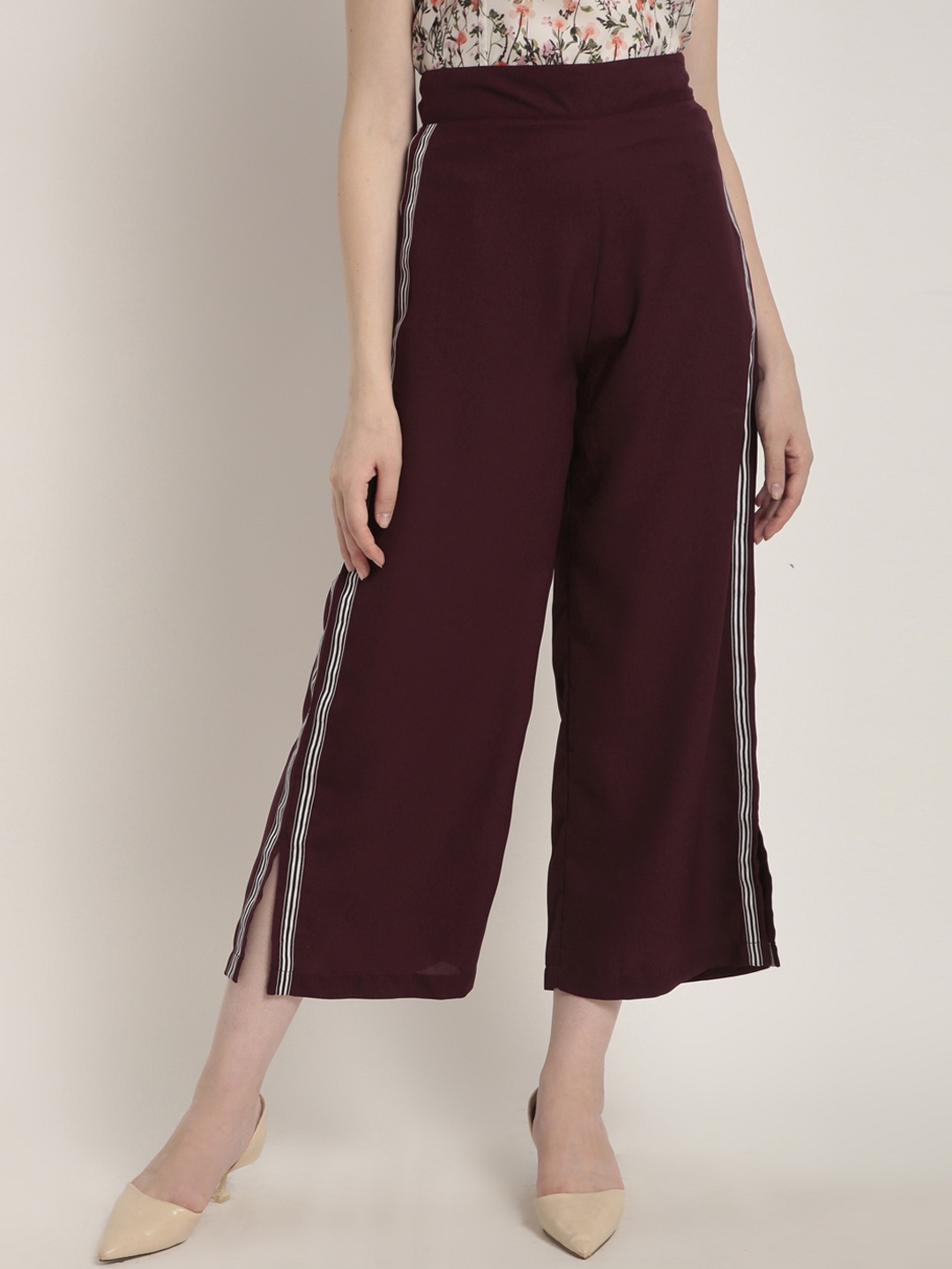 

RARE Women Maroon Regular Fit Solid Culottes