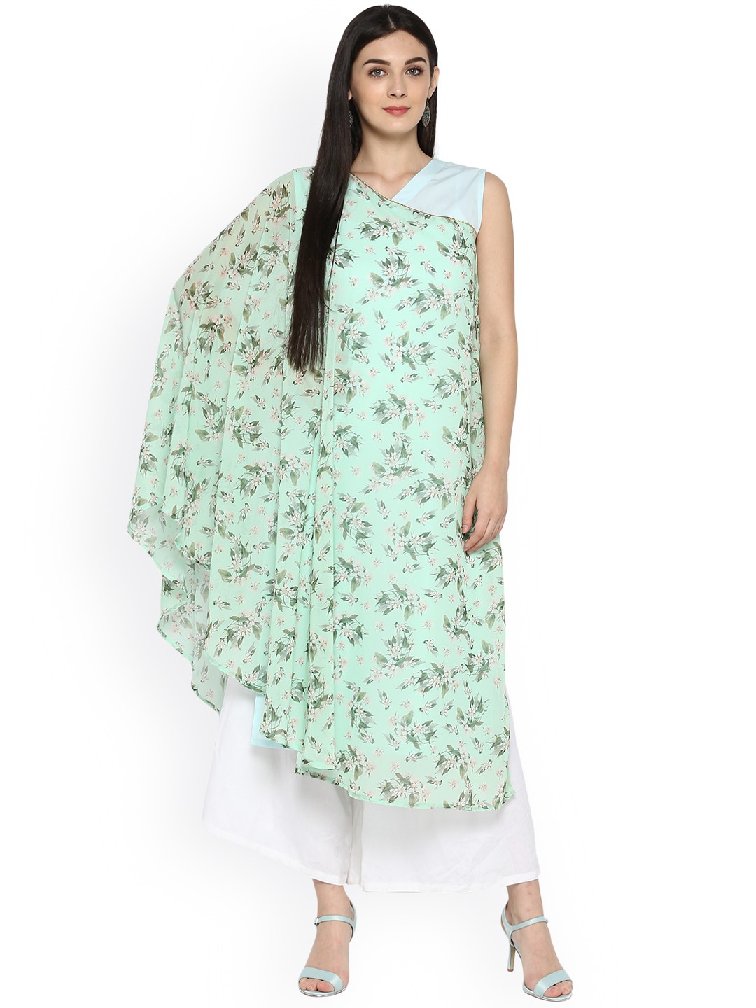 

Ahalyaa Women Green Printed Straight Kurta