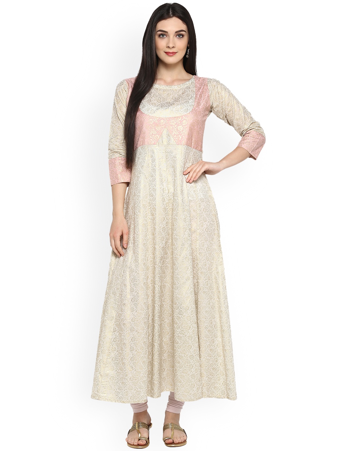 

Ahalyaa Women Beige Printed Anarkali Kurta