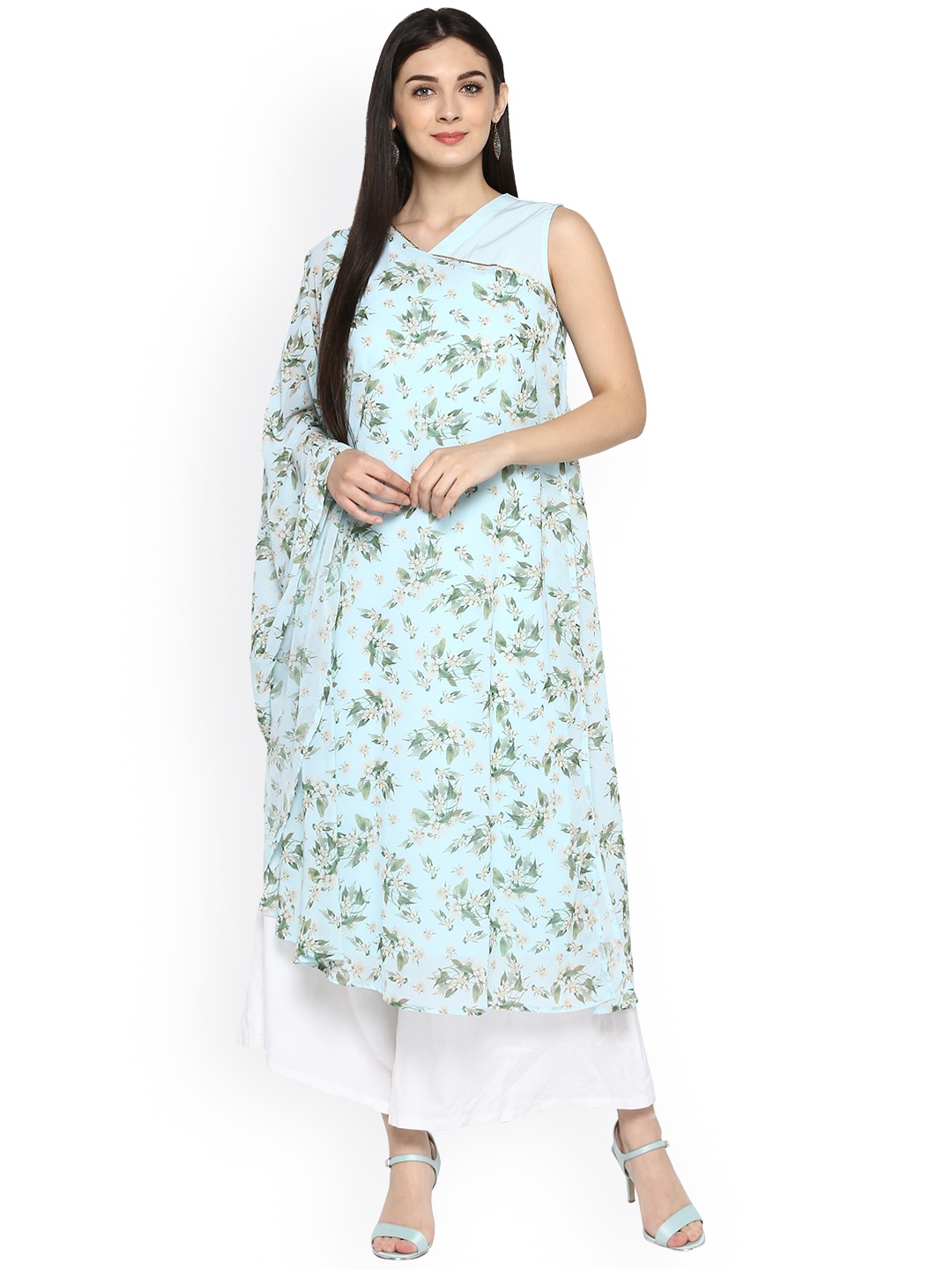 

Ahalyaa Women Blue Printed Straight Kurta