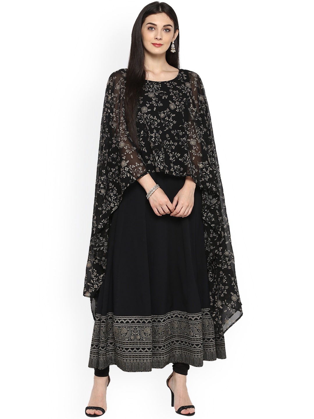 

Ahalyaa Women Black Printed Anarkali Kurta