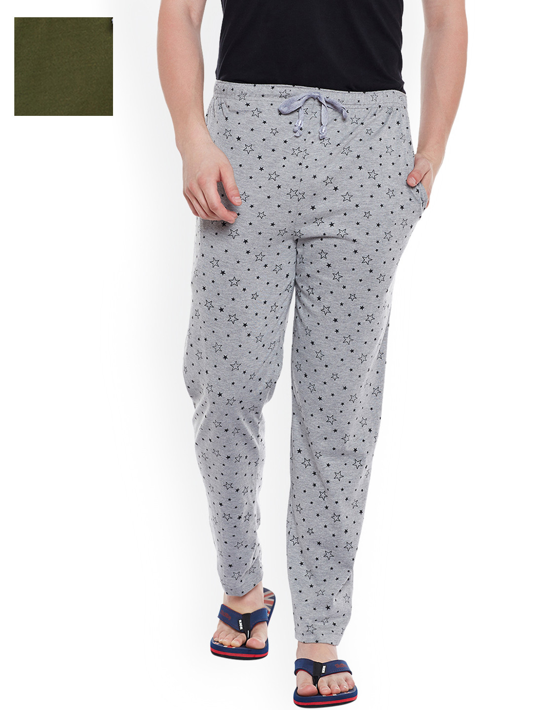 

VIMAL JONNEY Men Pack of 2 Lounge Pants D6OLVD1PRT1M_02, Olive