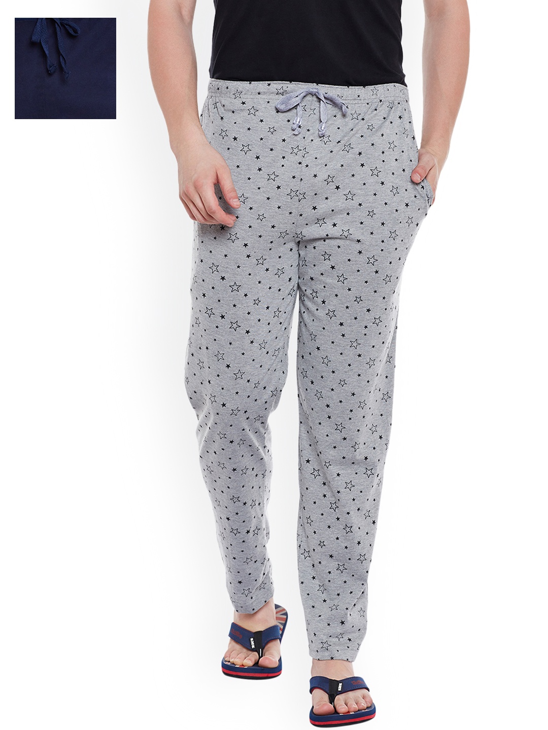 

VIMAL JONNEY Men Pack of 2 Lounge Pants D1PR1M_D8N_02, Grey melange