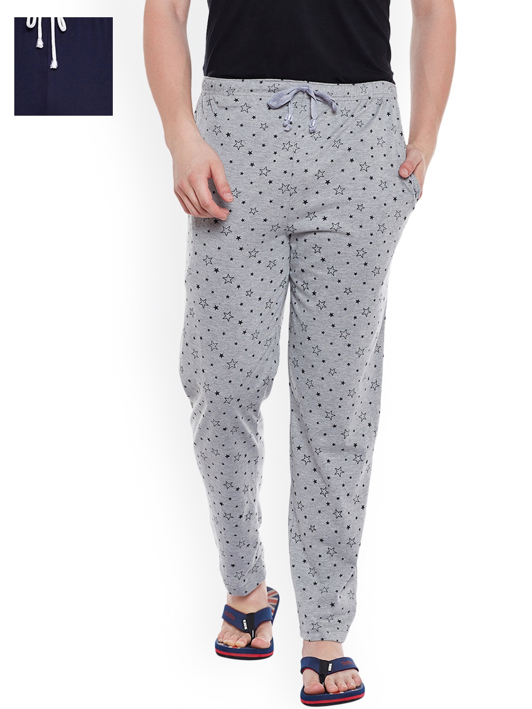 

VIMAL JONNEY Men Pack of 2 Lounge Pants D1PR1M_D7N_02, Grey melange