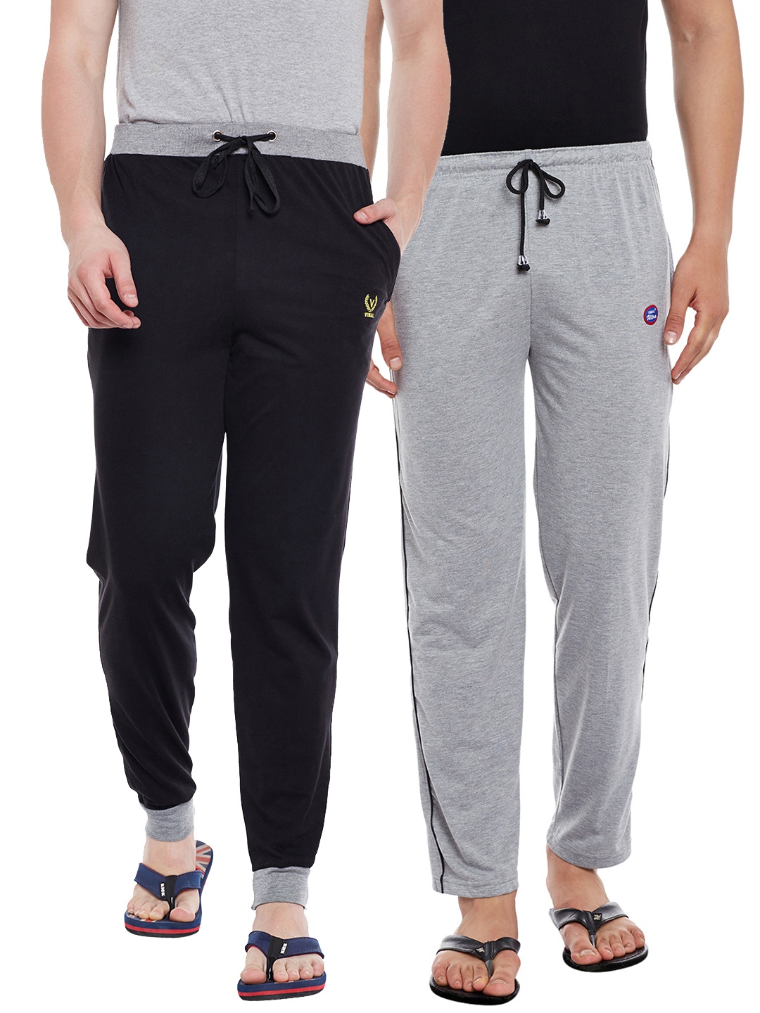 

VIMAL JONNEY Men Pack Of 2 Lounge Pants Combo_D1MD9B, Grey melange