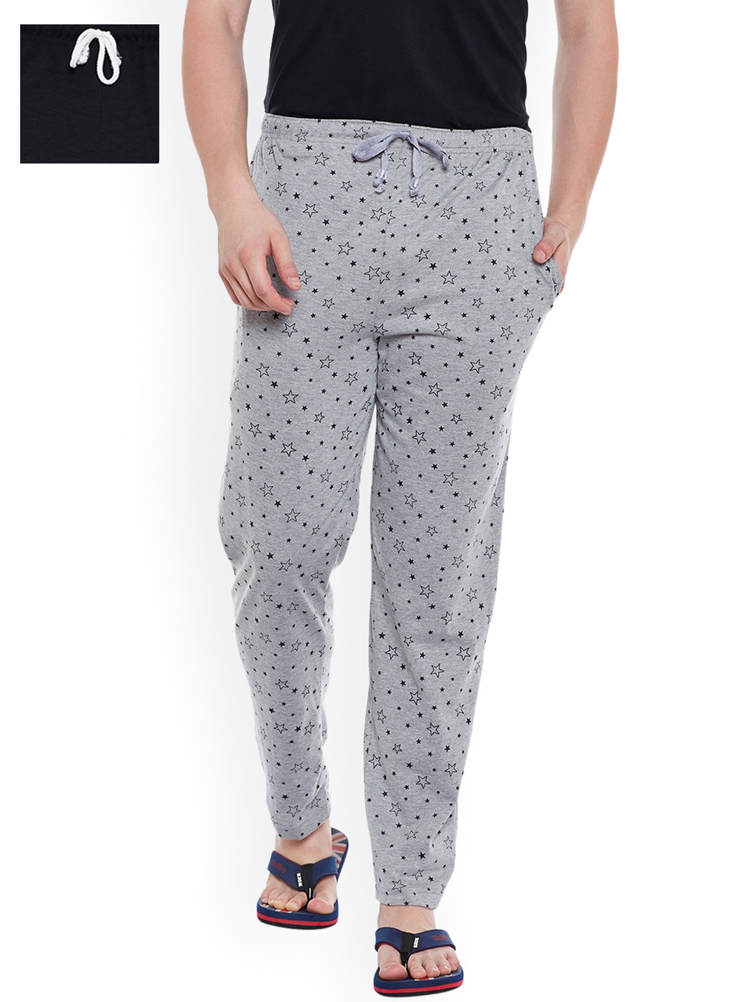 

VIMAL JONNEY Men Pack of 2 Lounge Pants D6BD1PRT1M_02, Black