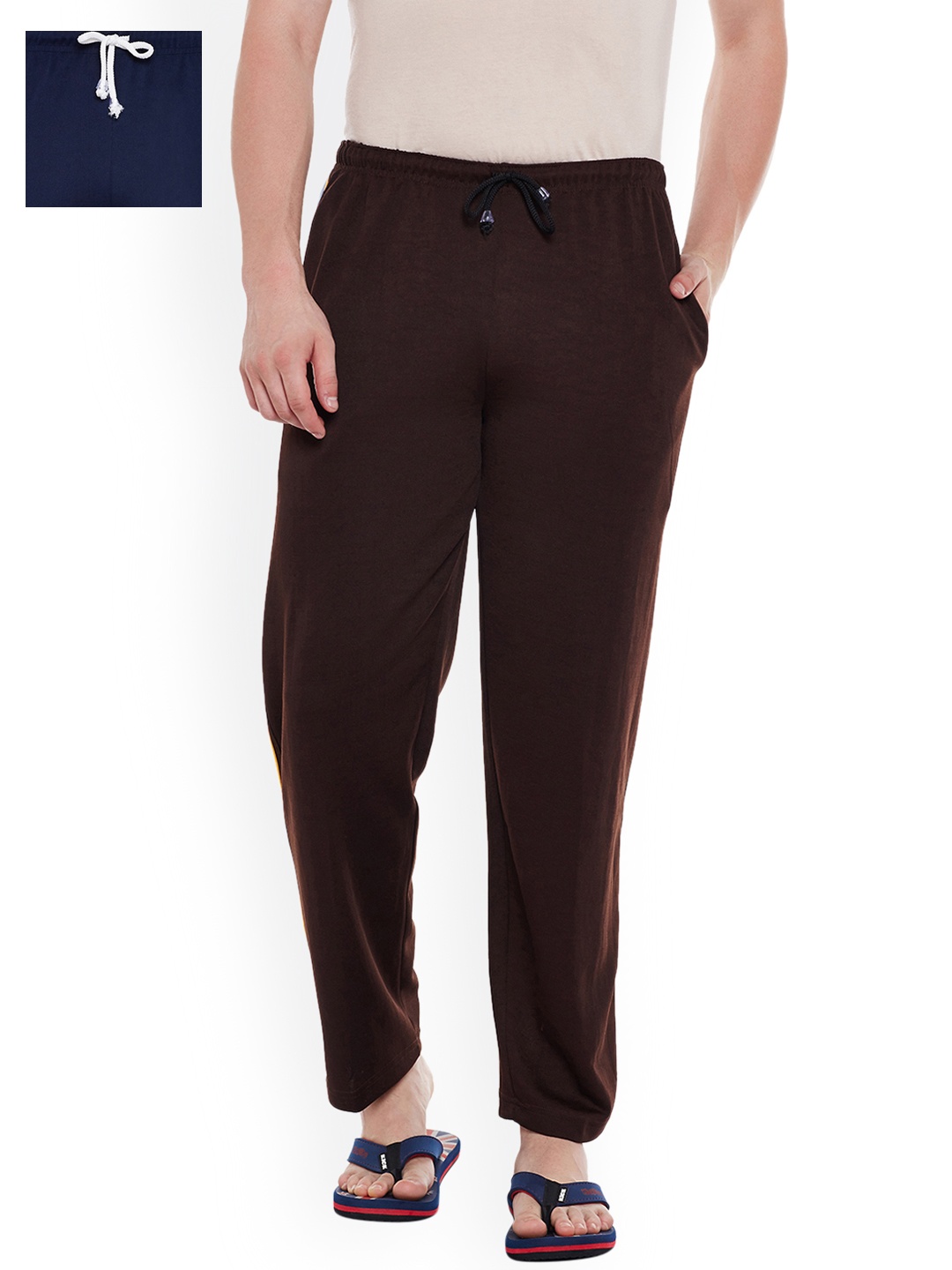 

VIMAL JONNEY Men Pack of 2 Lounge Pants D6BRN_D6NVY_02, Brown
