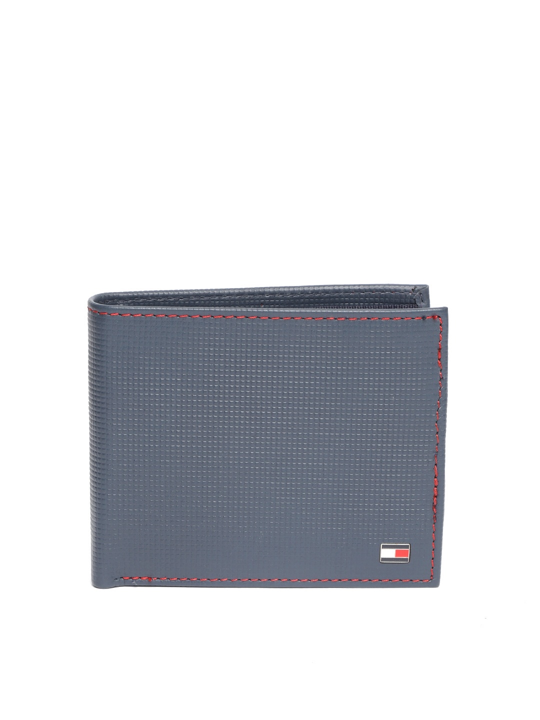 

Tommy Hilfiger Men Navy Blue Leather Textured Two Fold Wallet