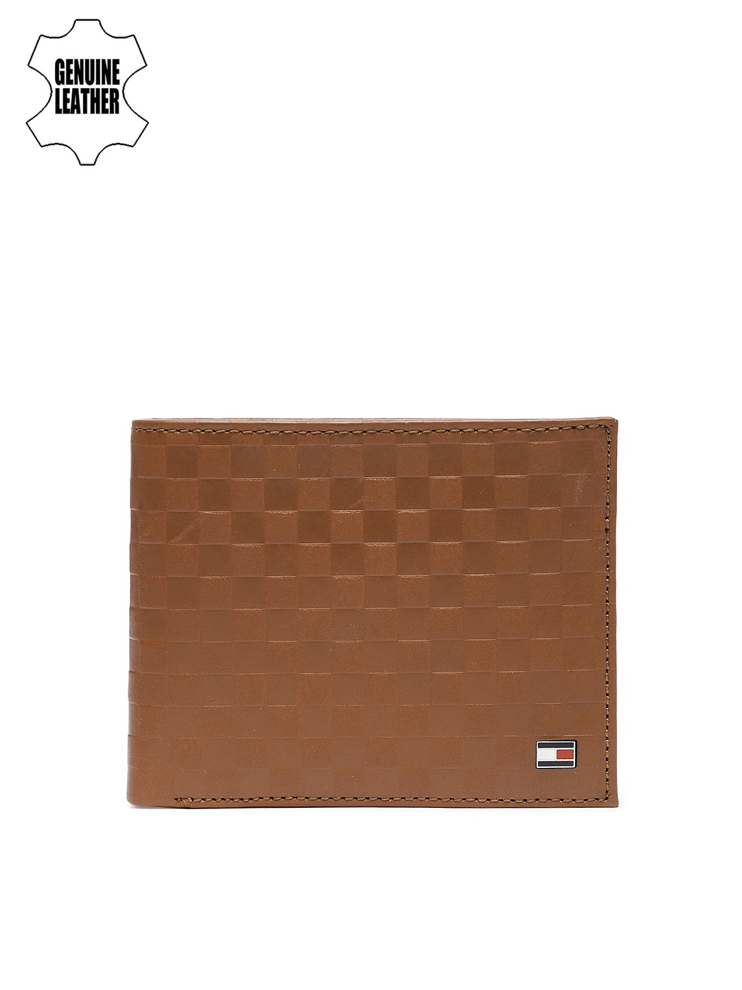 

Tommy Hilfiger Men Tan Textured Genuine Leather Two Fold Wallet