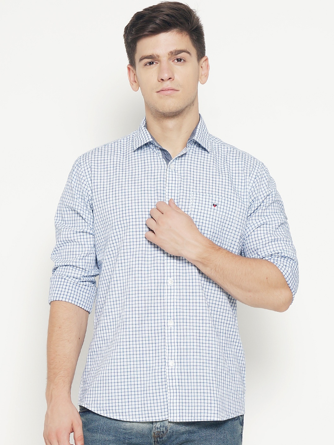 

Bay Ridge Men Blue Comfort Regular Fit Checked Casual Shirt