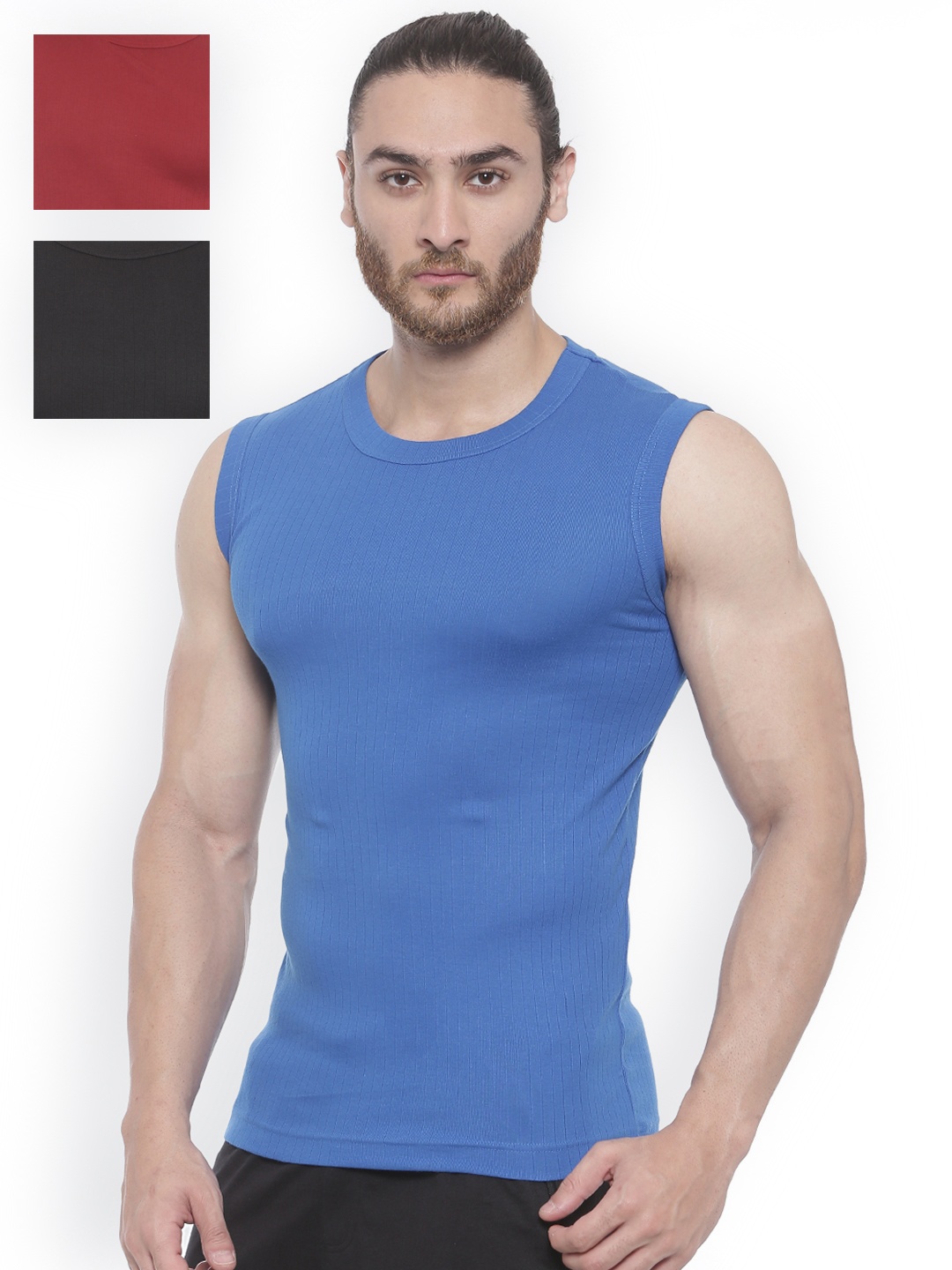 

Bitz Men Pack of 3 Cotton Vests EMT001, Blue