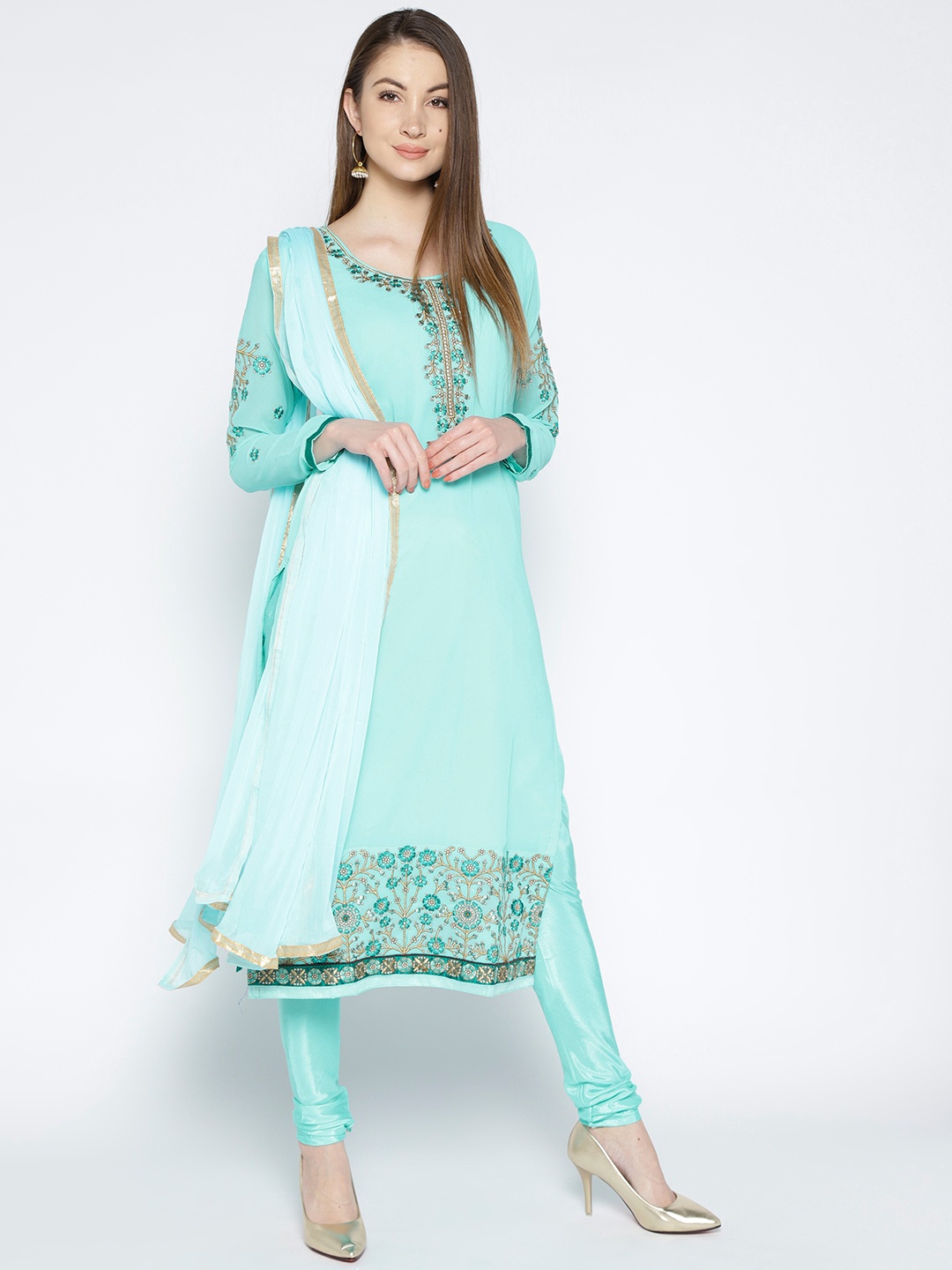 

mf Blue Pure Cotton Unstitched Dress Material