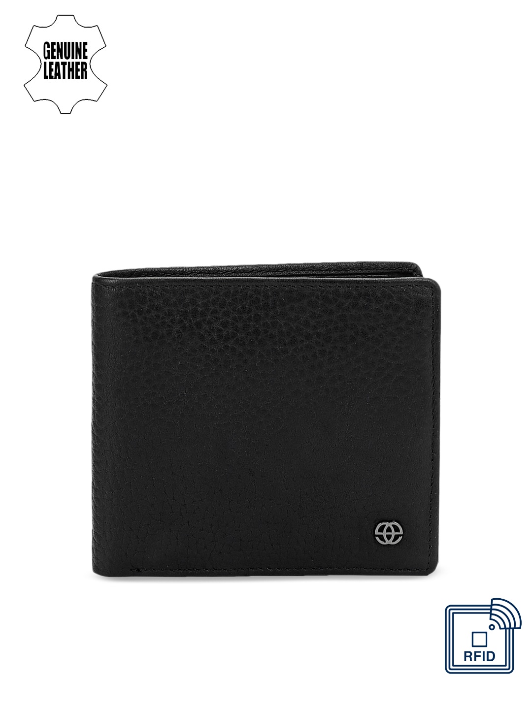 

Eske Men Black Textured Two Fold Leather Wallet