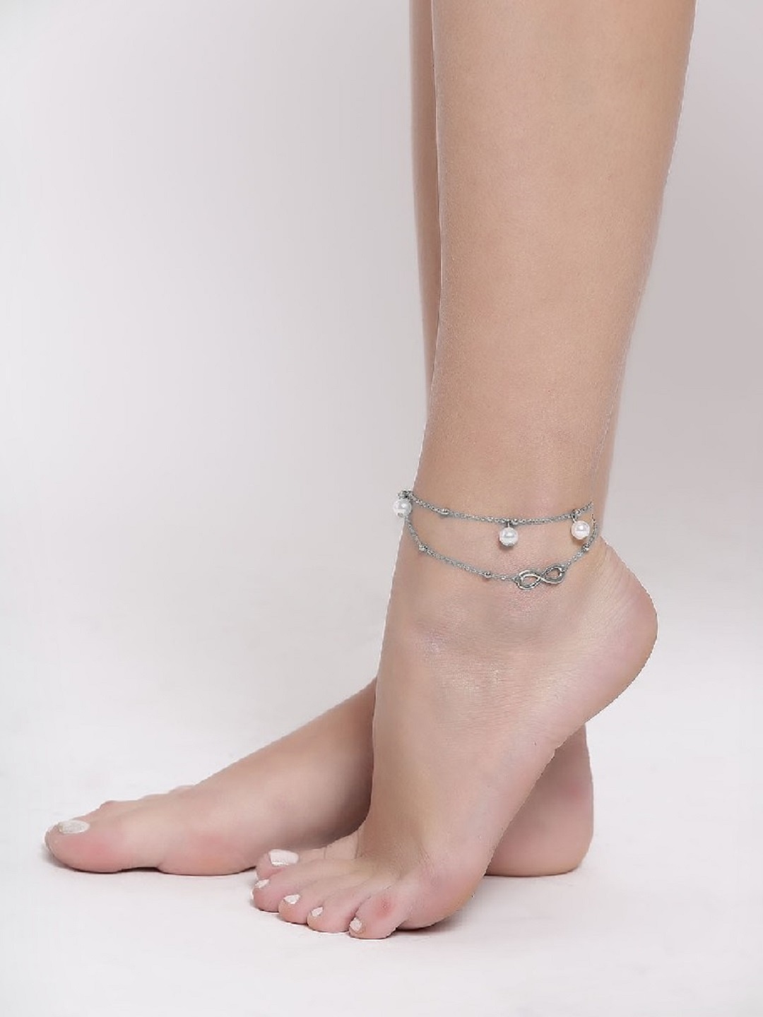 

OOMPH Silver-Toned Multilayered Bohemian Anklet