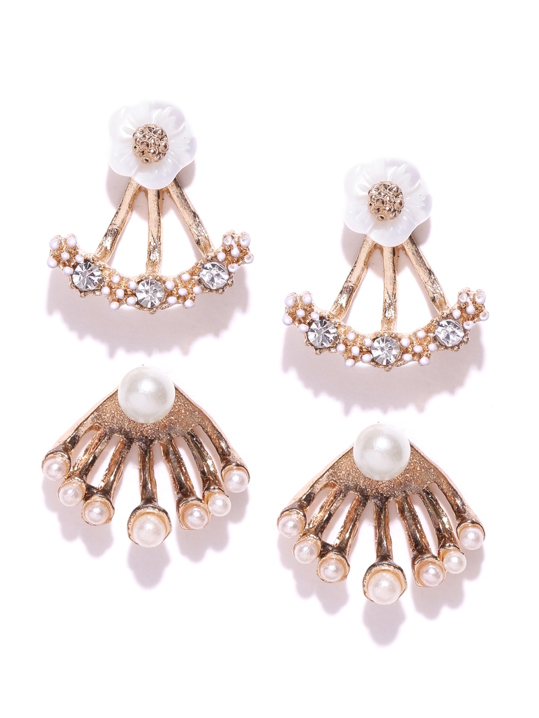 

OOMPH Gold-Toned & White Floral Studs