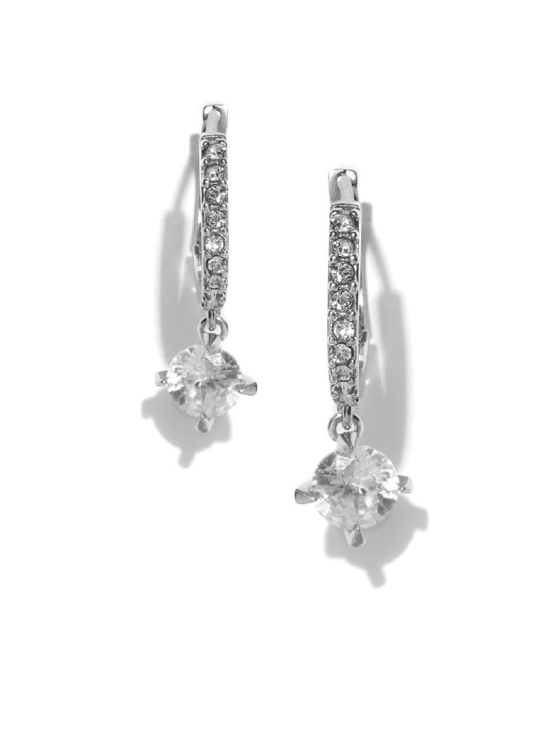

OOMPH Silver-Toned Contemporary Drop Earrings