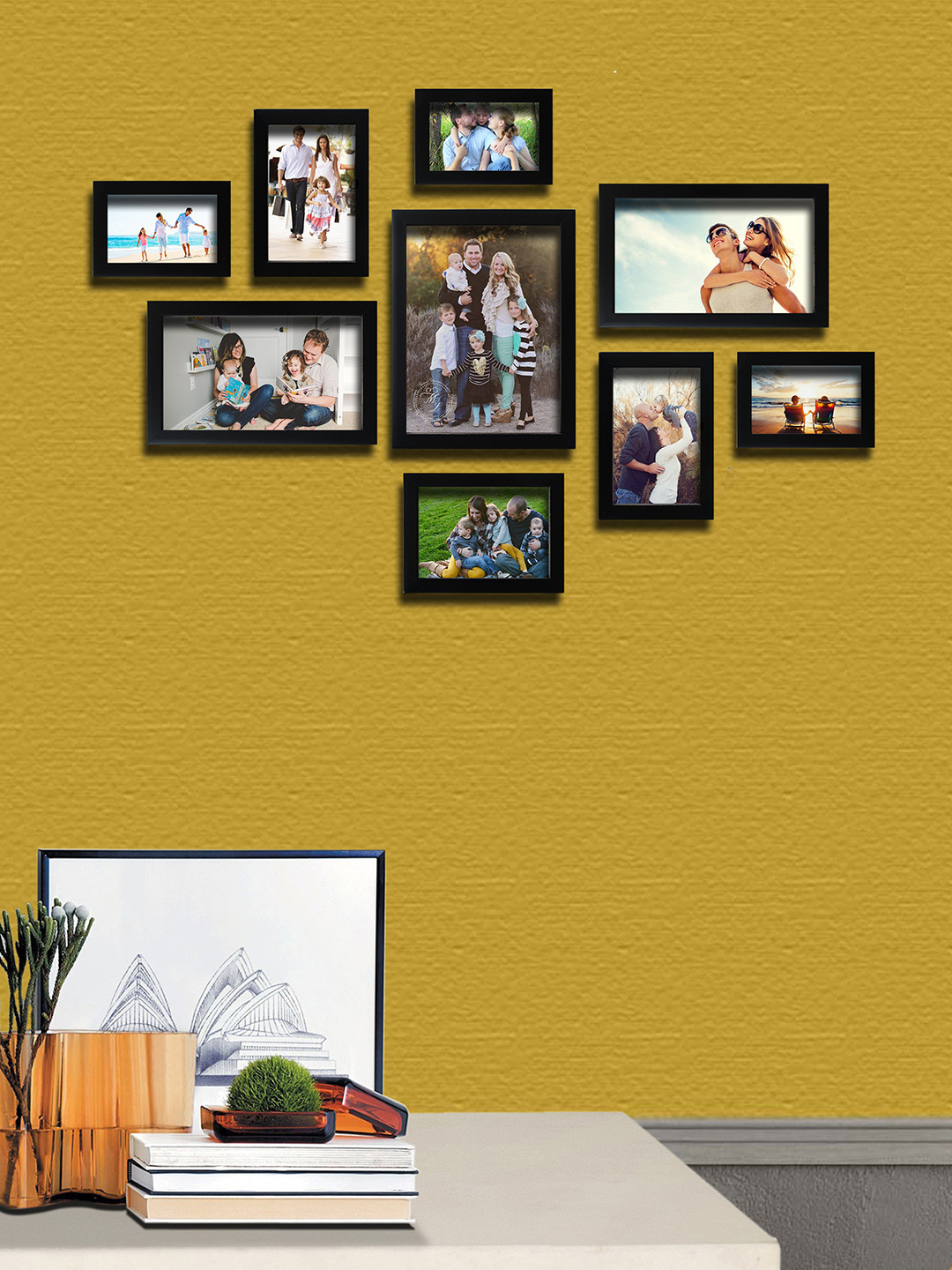

Random Set of 9 Black Solid Photo Frames