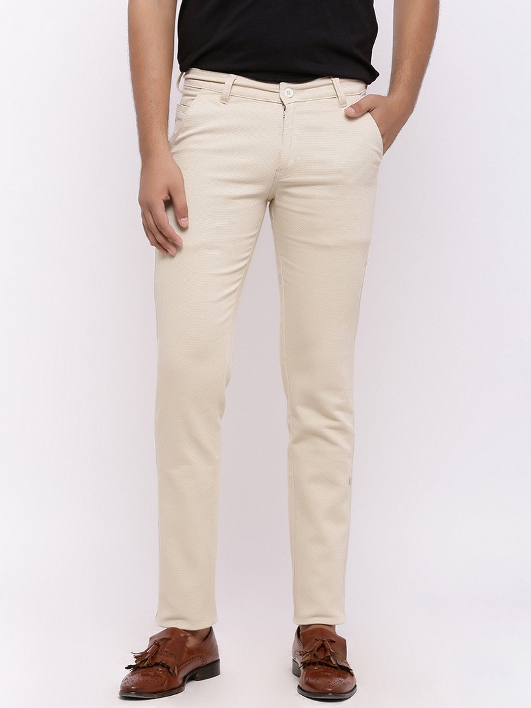 

Nation Polo Club Men Beige Skinny Fit Solid Chinos