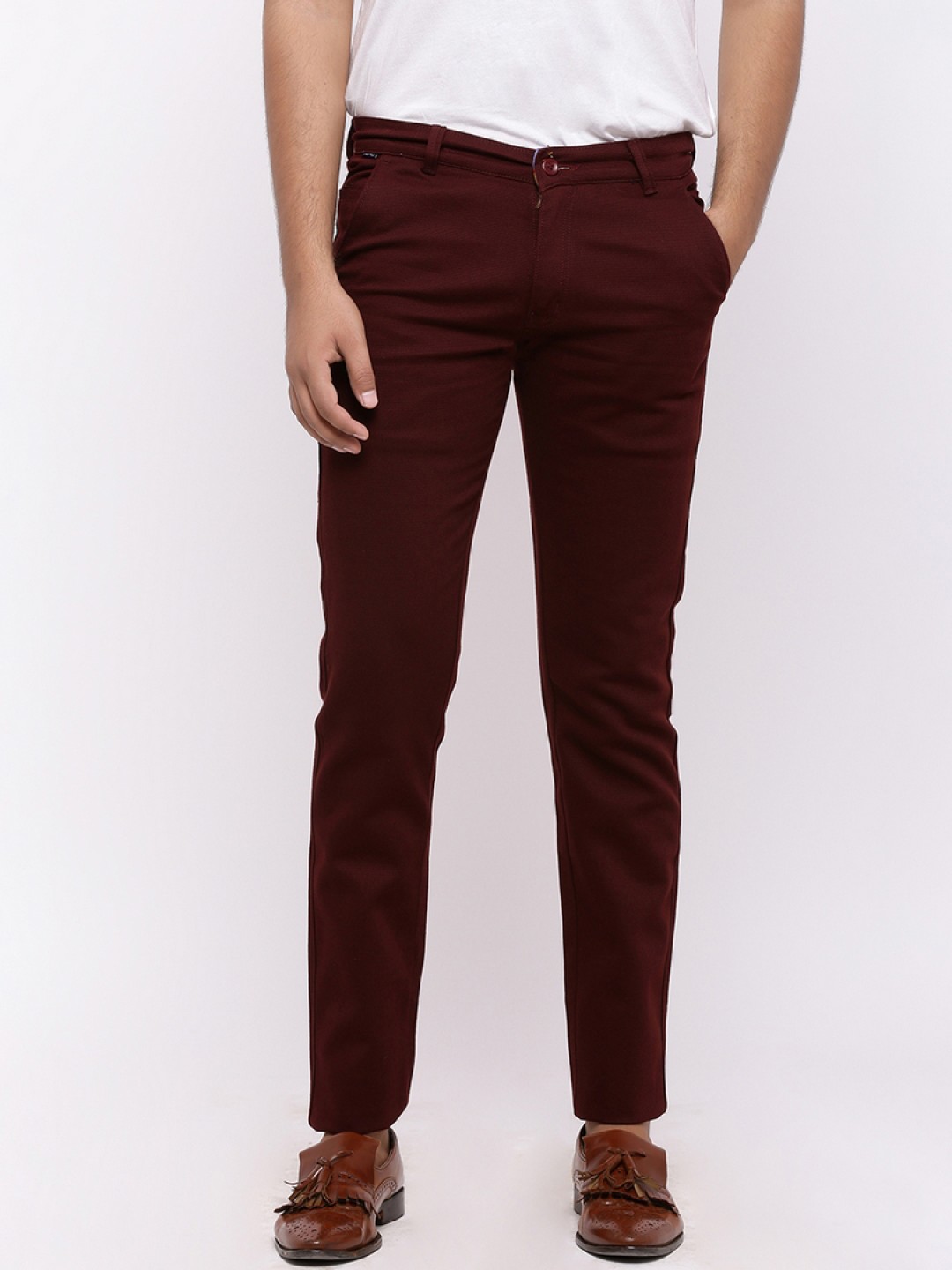 

Nation Polo Club Men Maroon Skinny Fit Solid Chinos
