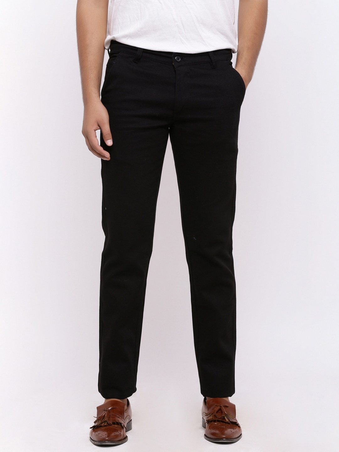 

Nation Polo Club Men Black Skinny Fit Solid Chinos
