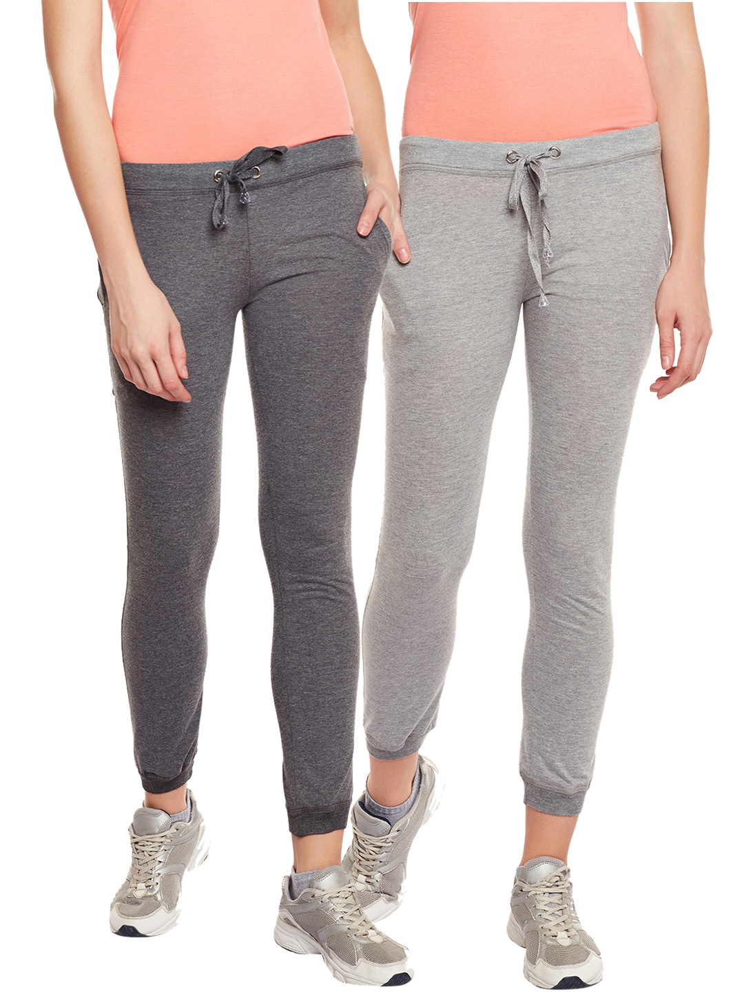 

VIMAL JONNEY Women Pack of 2 Solid Joggers, Grey